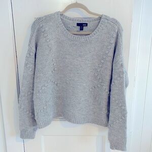 Aqua L light grey textured dot crew neck sweater, gently worn, good condition